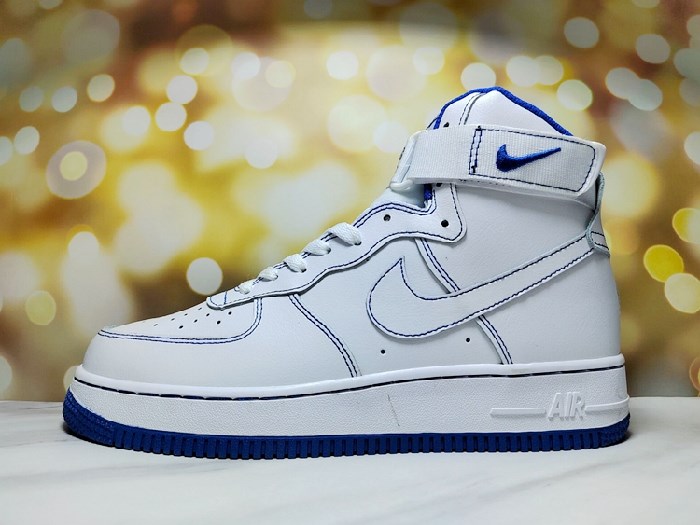 Women's Air Force 1 High Top White/Royal Shoes 135